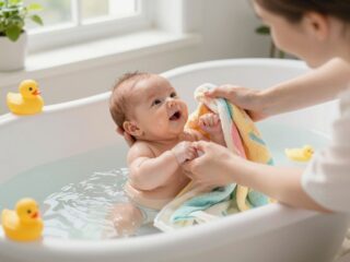 Tippek a baba első fürdetéséhez: hogyan ápold a bőrt és védd a köldökcsonkot?