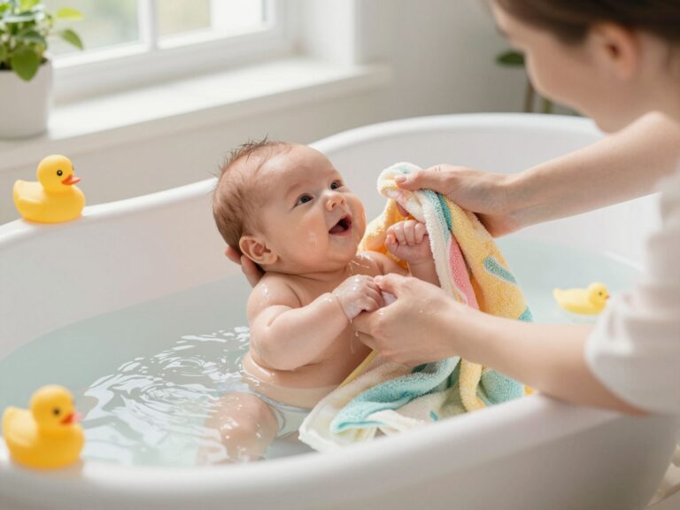 Tippek a baba első fürdetéséhez: hogyan ápold a bőrt és védd a köldökcsonkot?