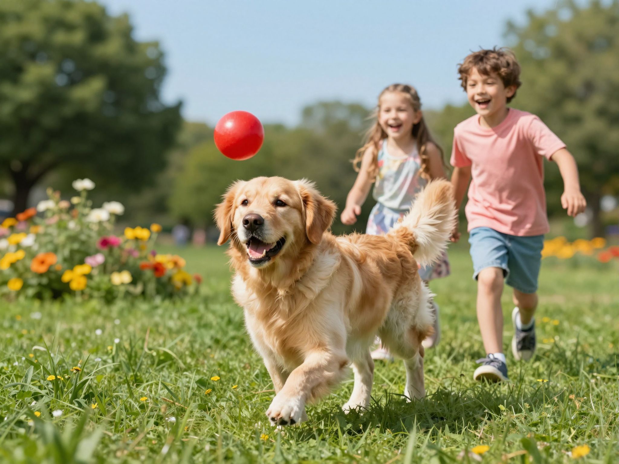 A golden retriever híres a gyermekek iránti türelméről.