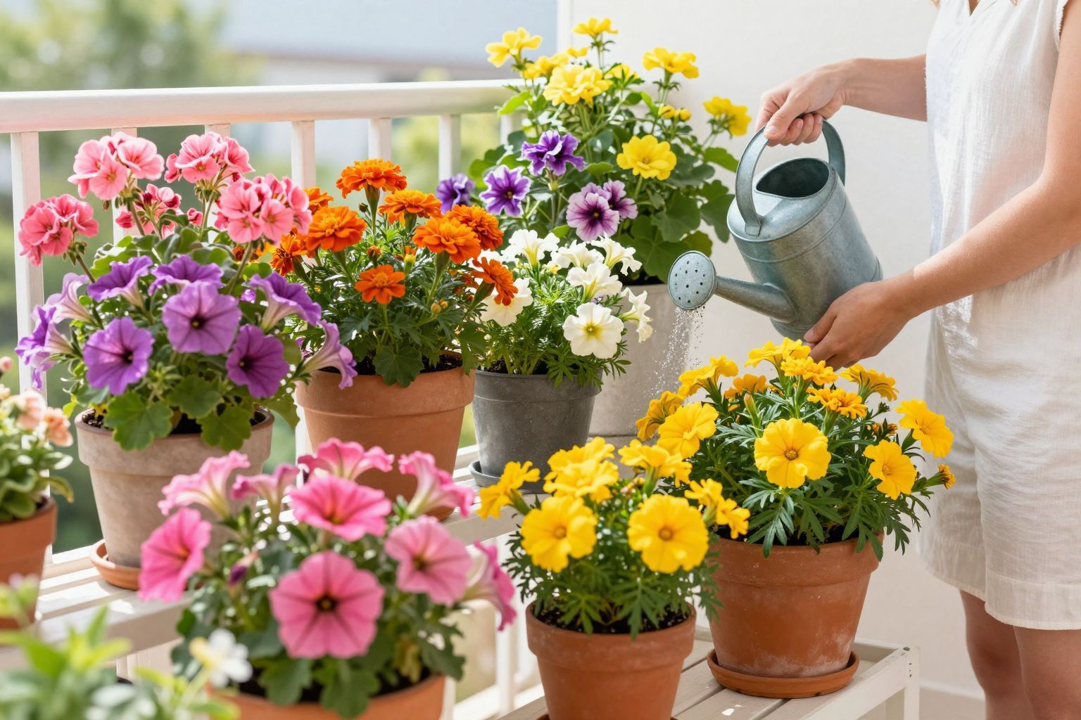 A helyes öntözés segít a balkonvirágok egészségének megőrzésében.