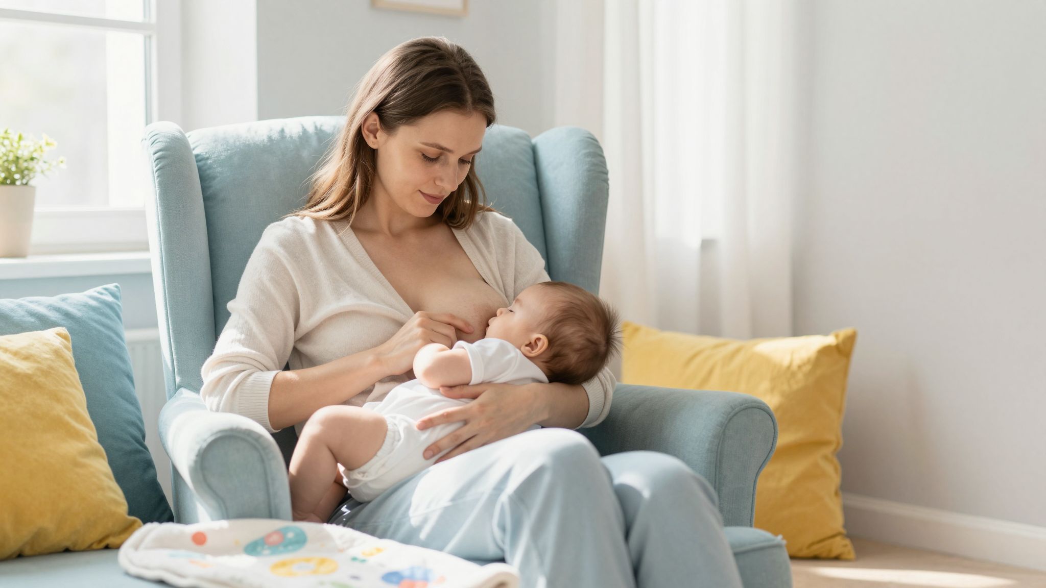 A megfelelő pozíció segíti a szoptatás kényelmét.