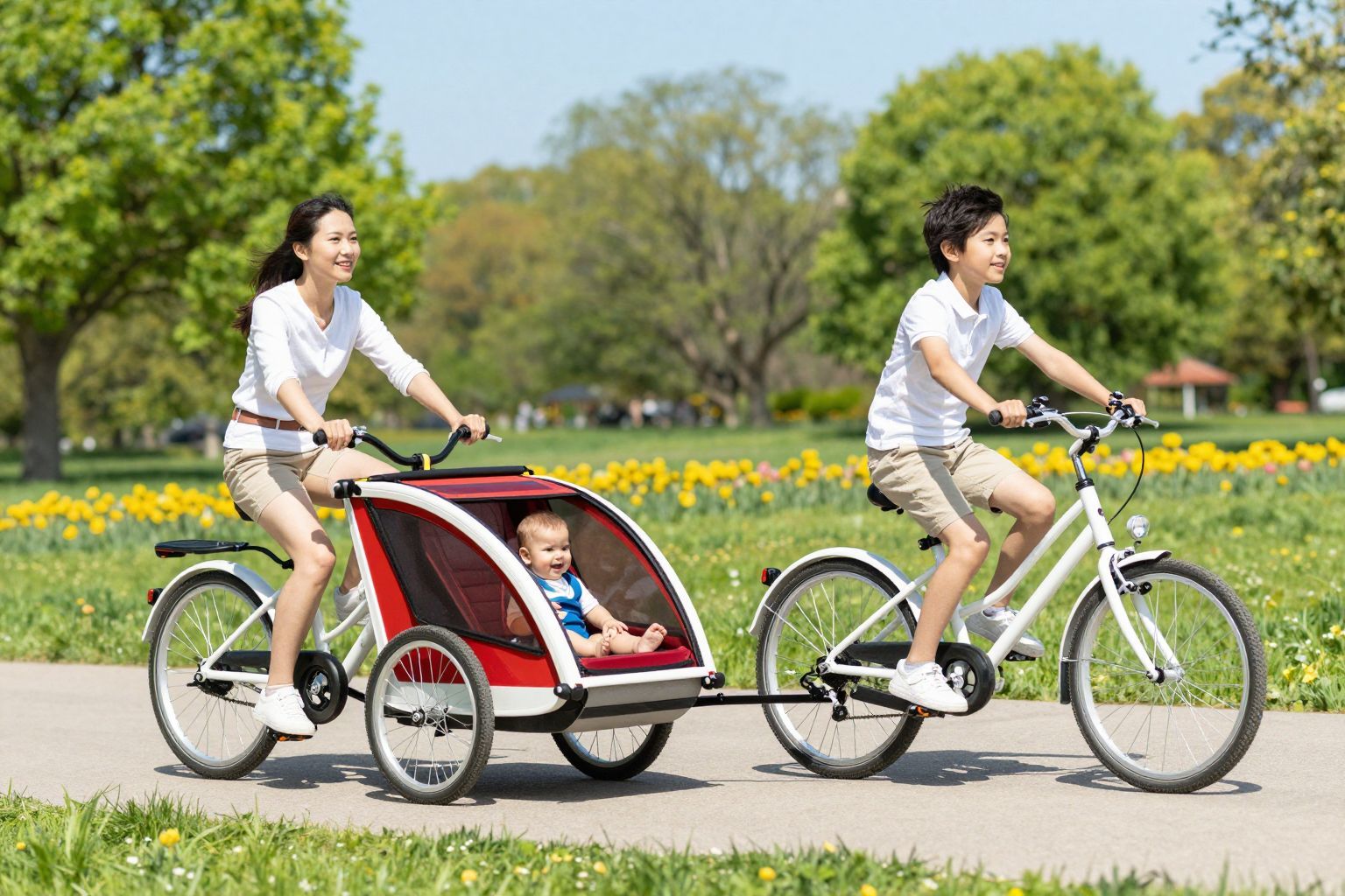 A kerékpáros utánfutó extra biztonságot és kényelmet nyújt.