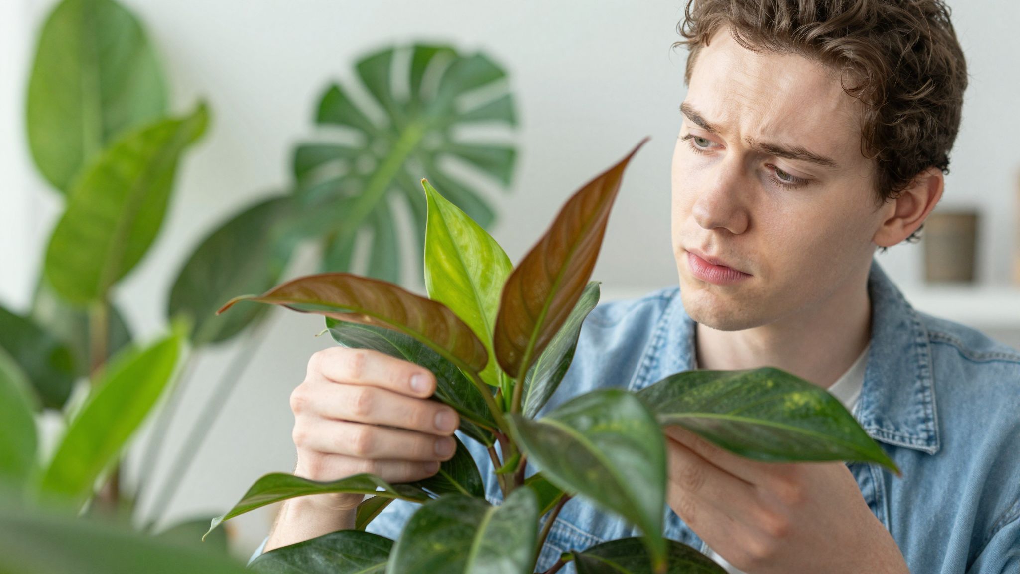 A barna levélvégek vízhiányt vagy tápanyaghiányt jeleznek.