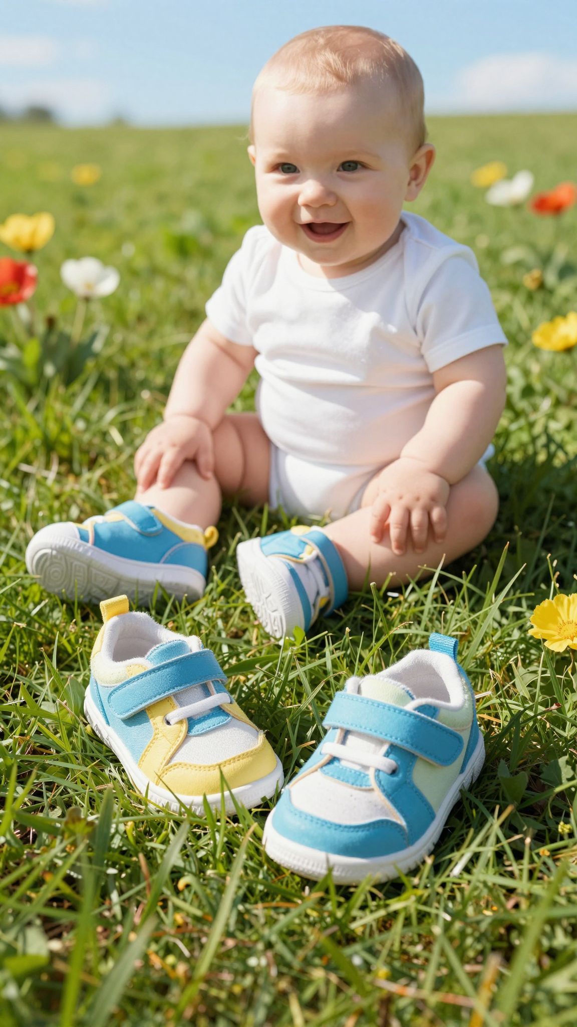 A könnyed cipők támogatják a baba természetes mozgását.