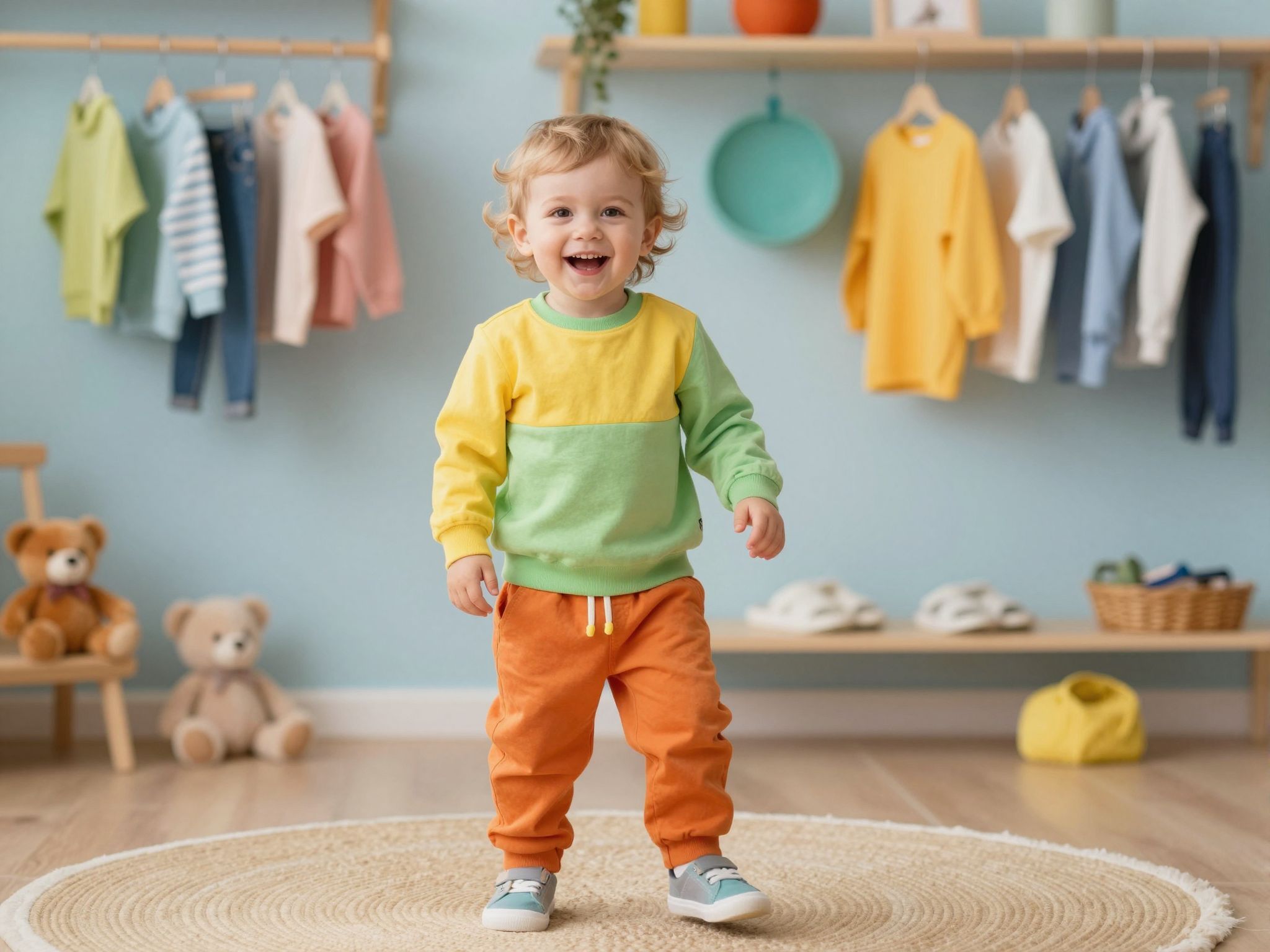 A kényelmes gyerekruha elősegíti a szabad mozgást.