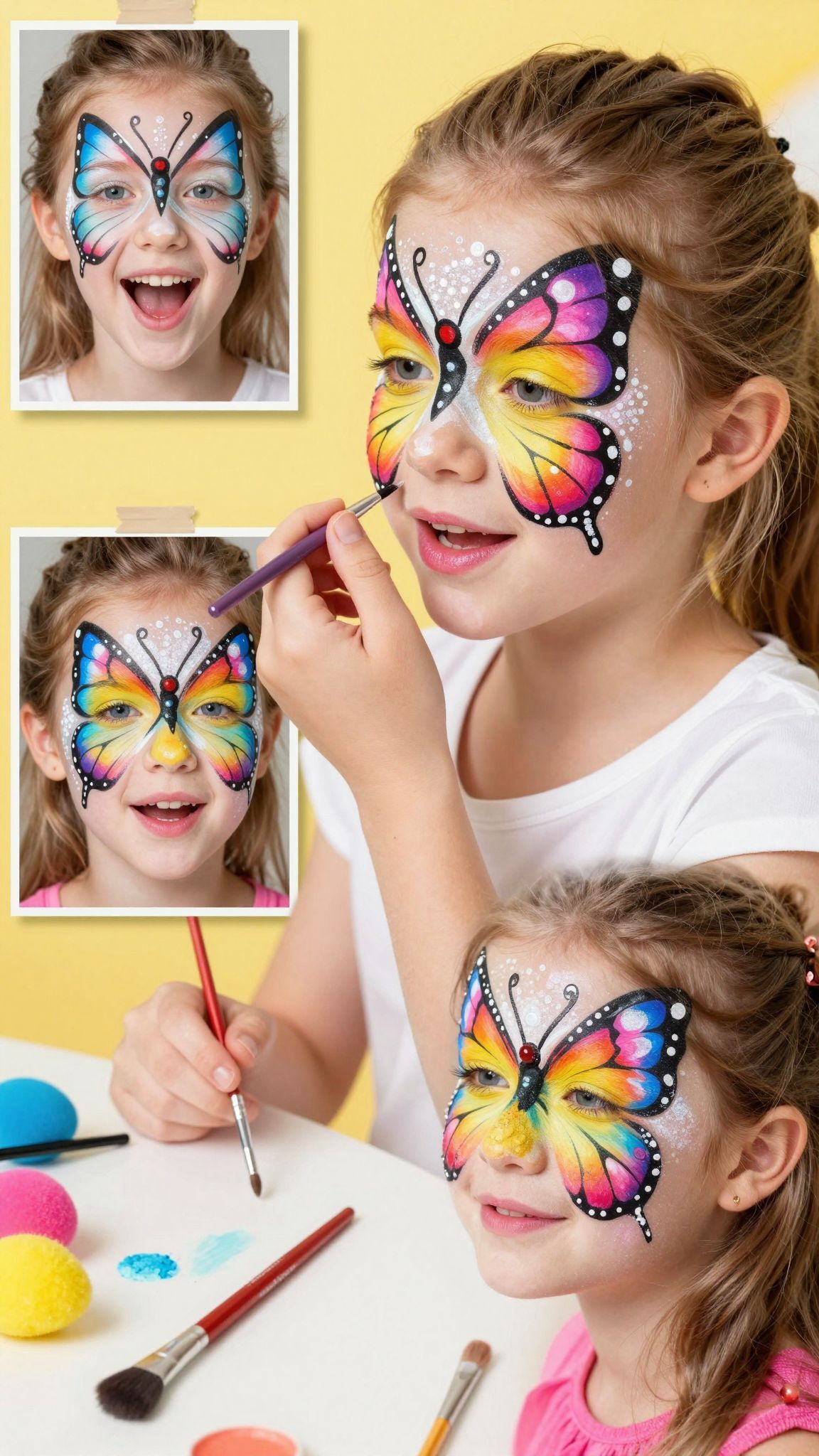 A klasszikus pillangó arcfestés színes és látványos választás.