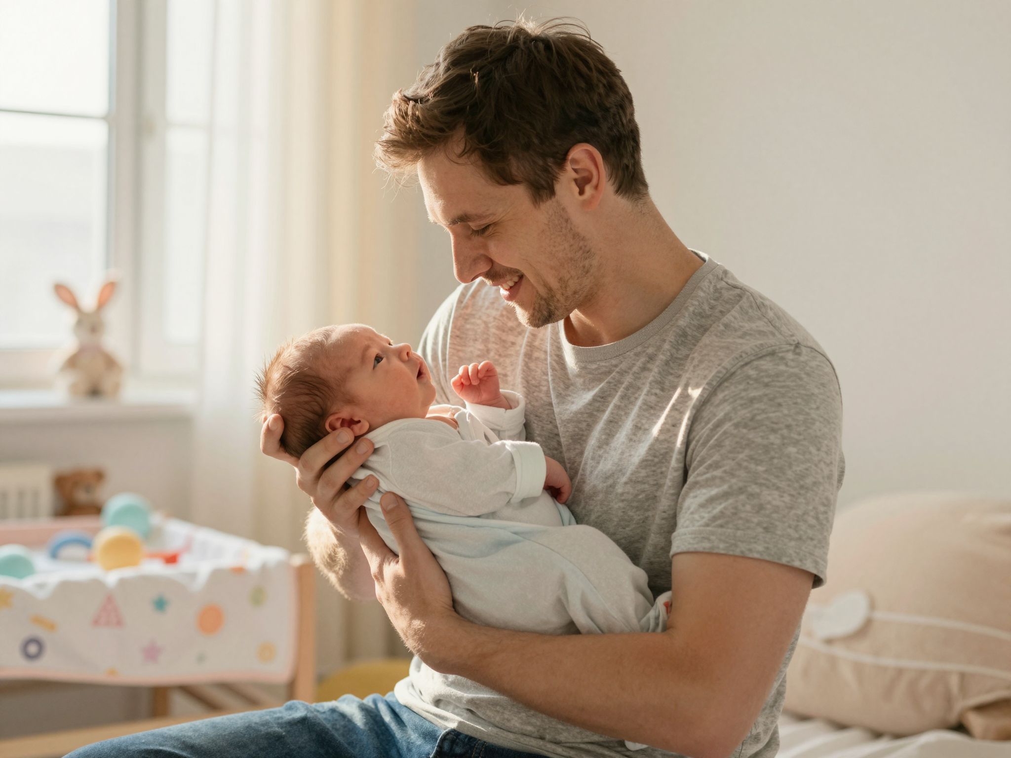 Az édesapa közelsége erősíti a kötődést az újszülöttel.