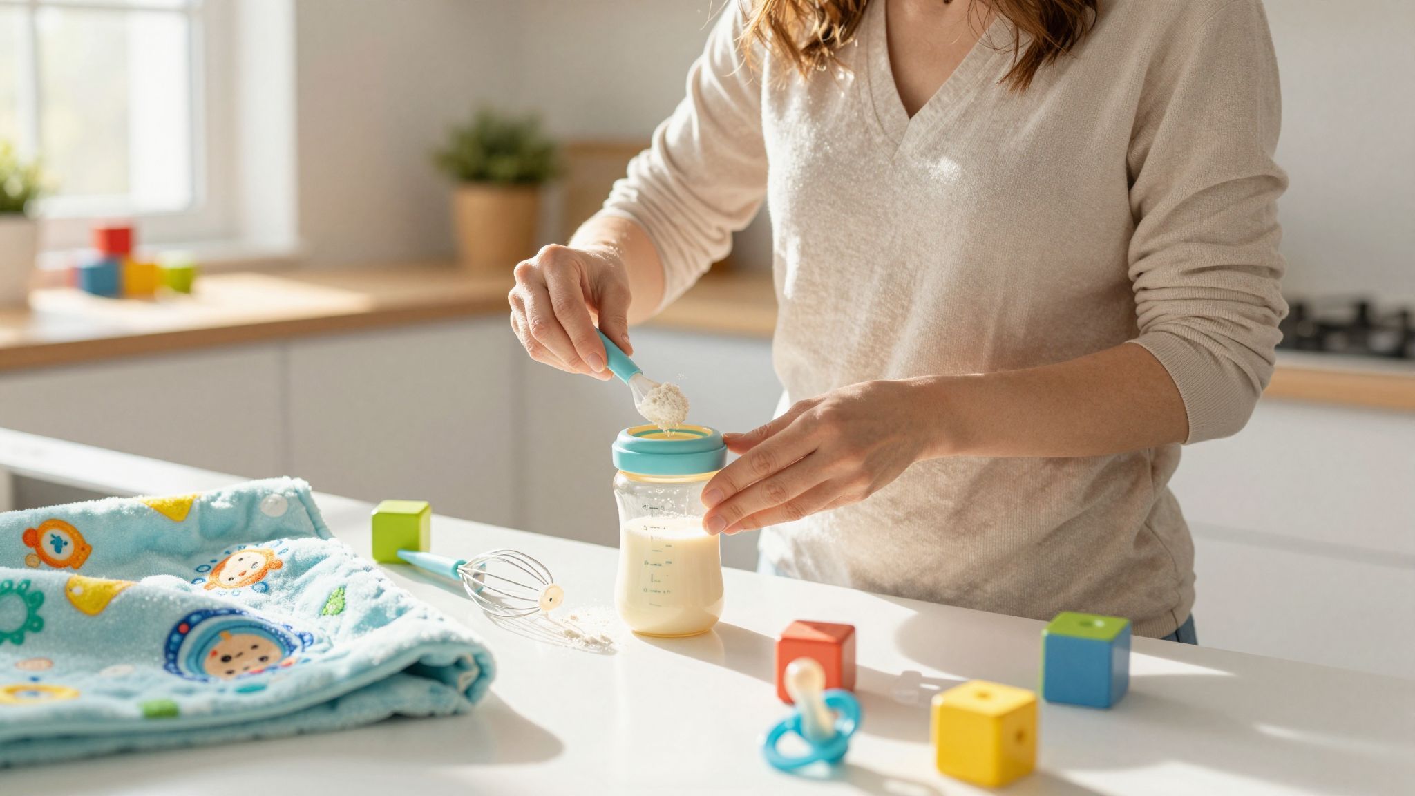 Az összerázás elkerülése segít a tápszer tápanyagainak megőrzésében.