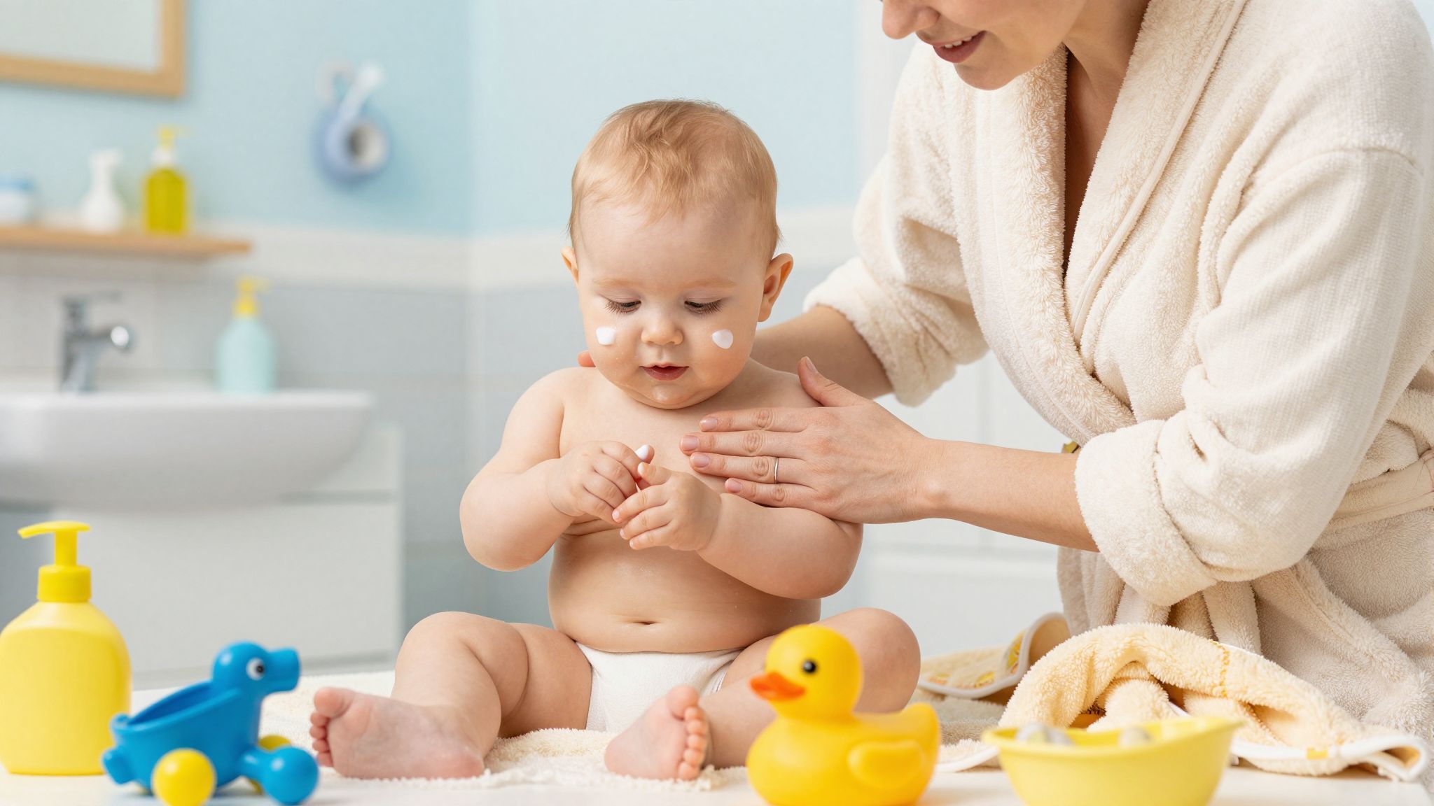 A bőrápolás segít megőrizni a baba bőrének hidratáltságát.