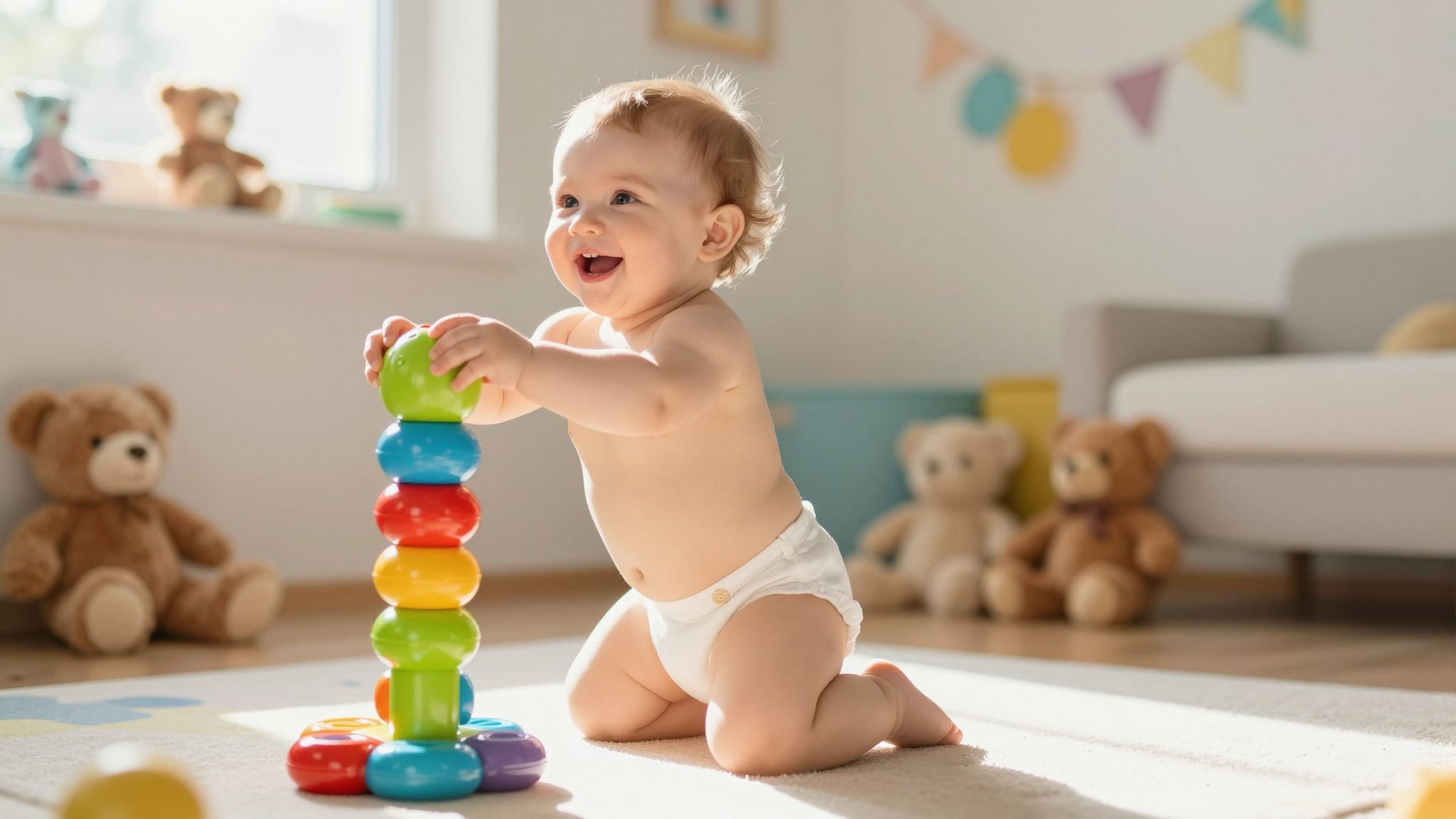 A kapaszkodás segíti a babák egyensúlyának fejlesztését.