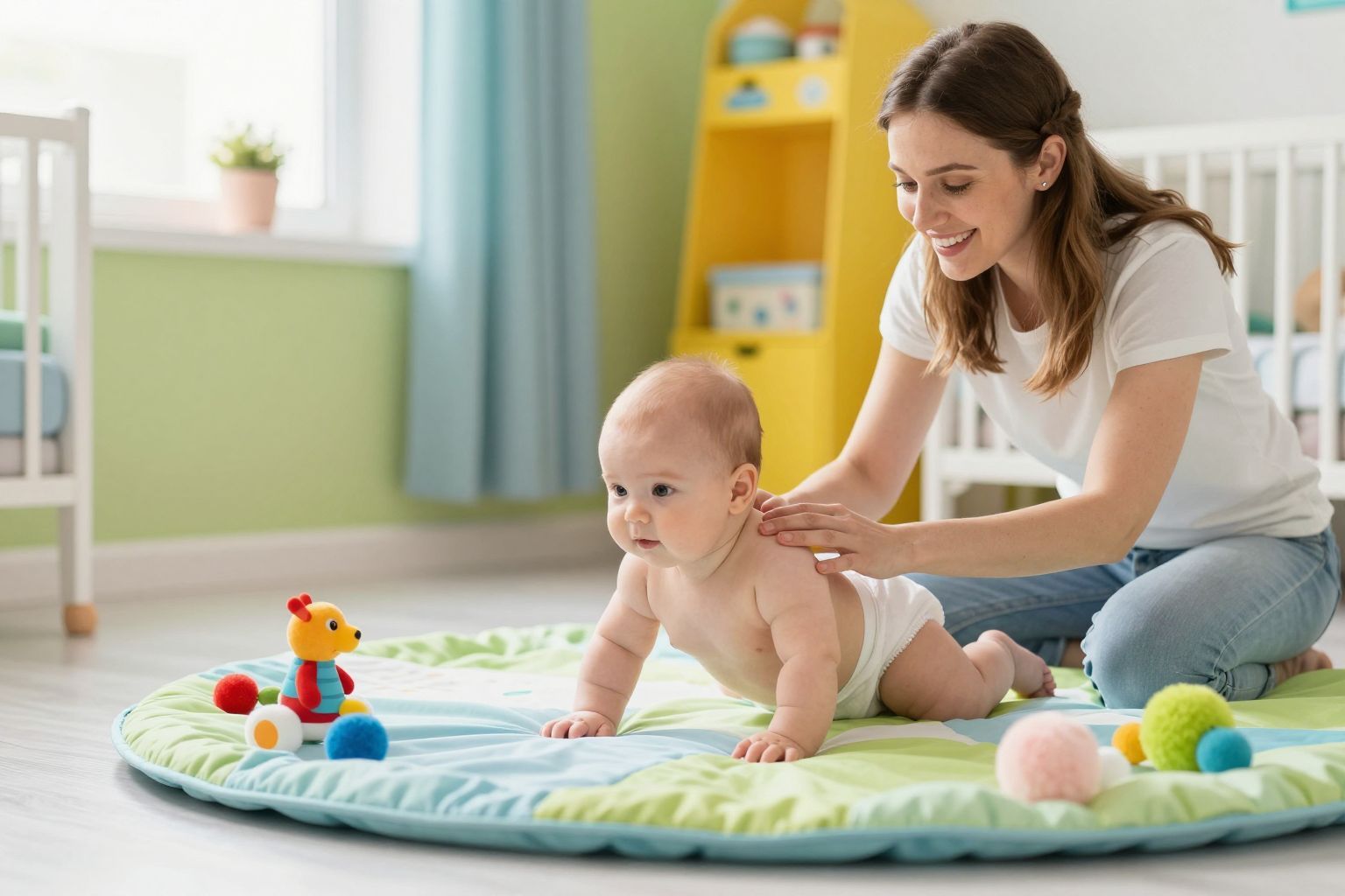 A megfelelő környezet ösztönzi a baba mozgásfejlődését.