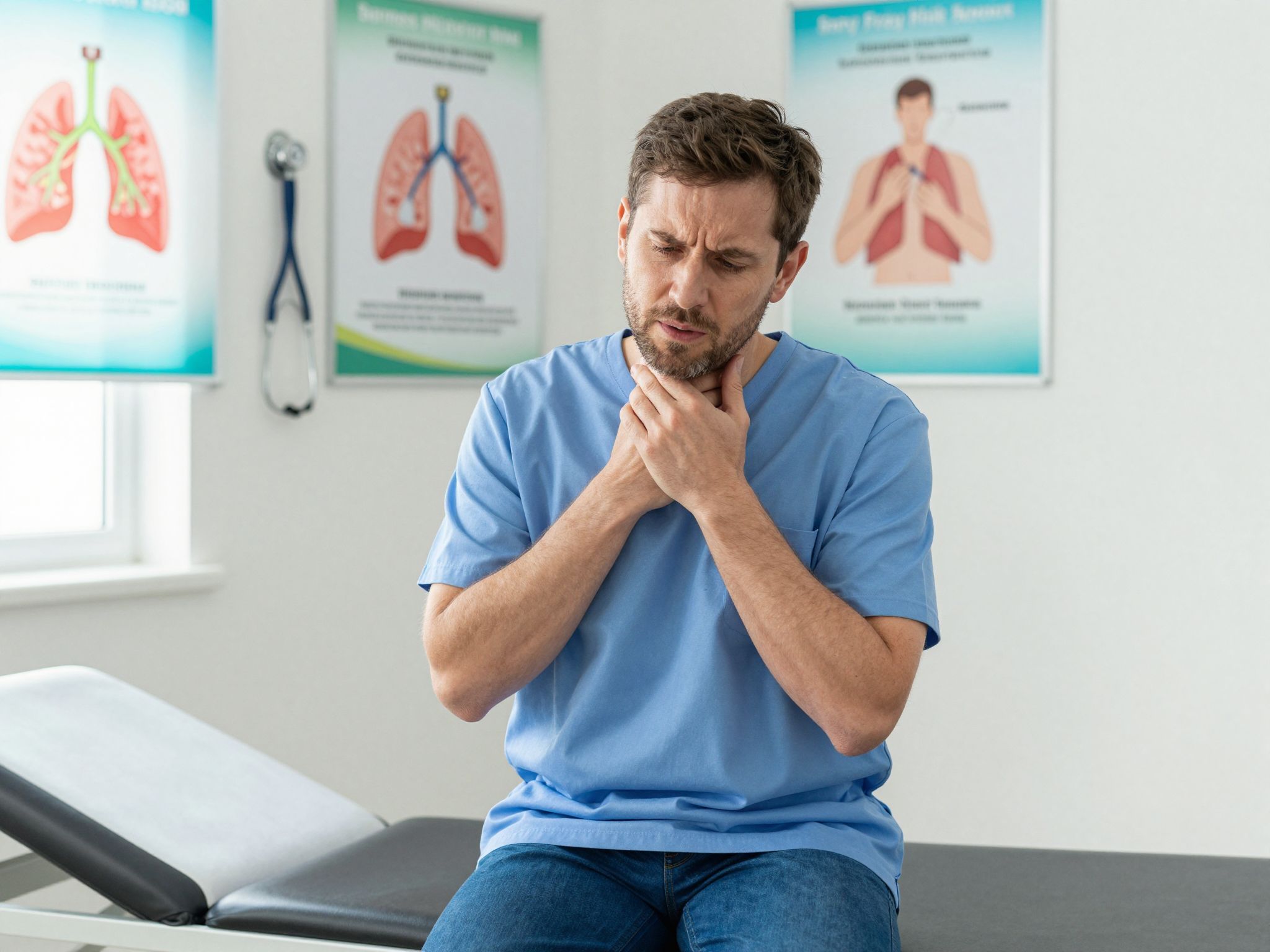 A köhögés sürgetővé válik légzési nehézség esetén.