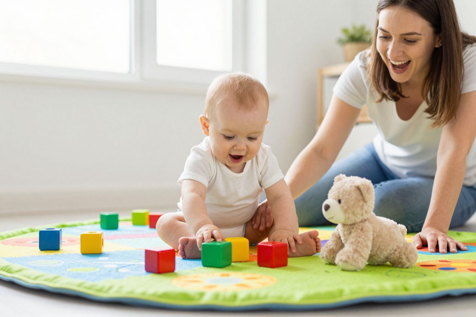 A babák 6-9 hónaposan kezdik el a szociális interakciókat.