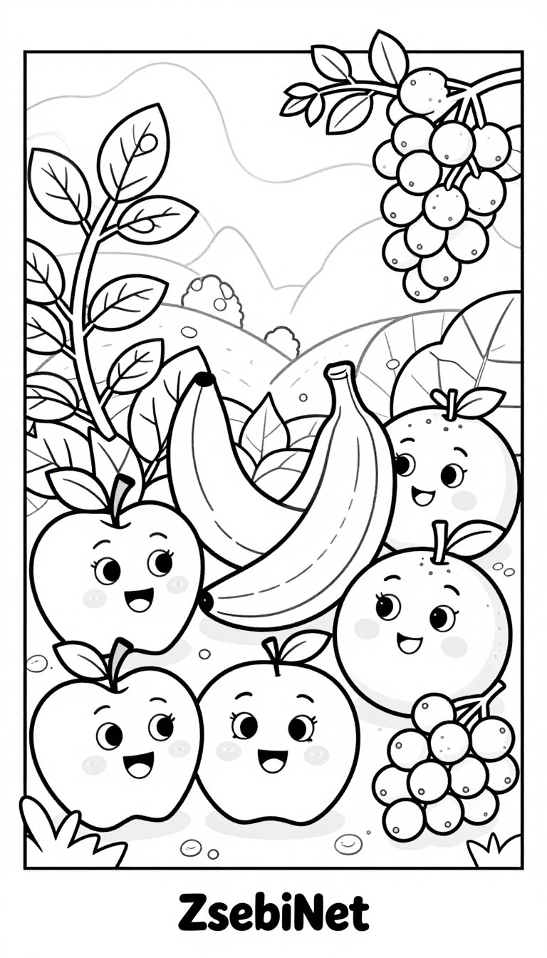 gyümölcsös színező gyerekeknek
