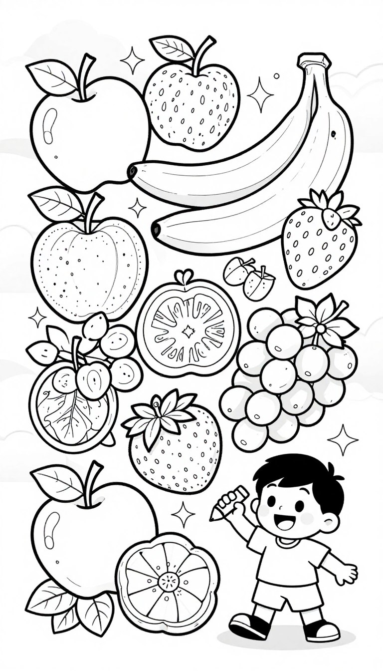 gyümölcsös színező oldalak