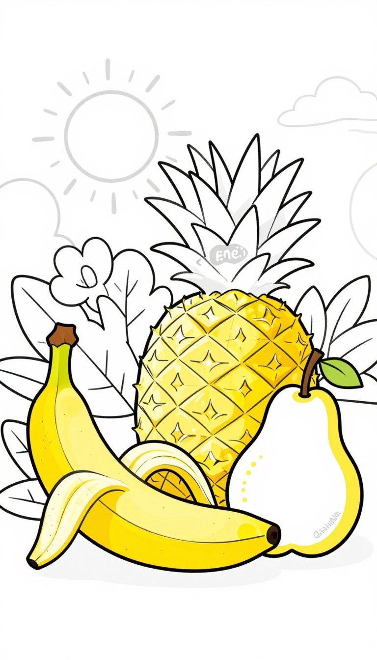 sárga gyümölcsök színező