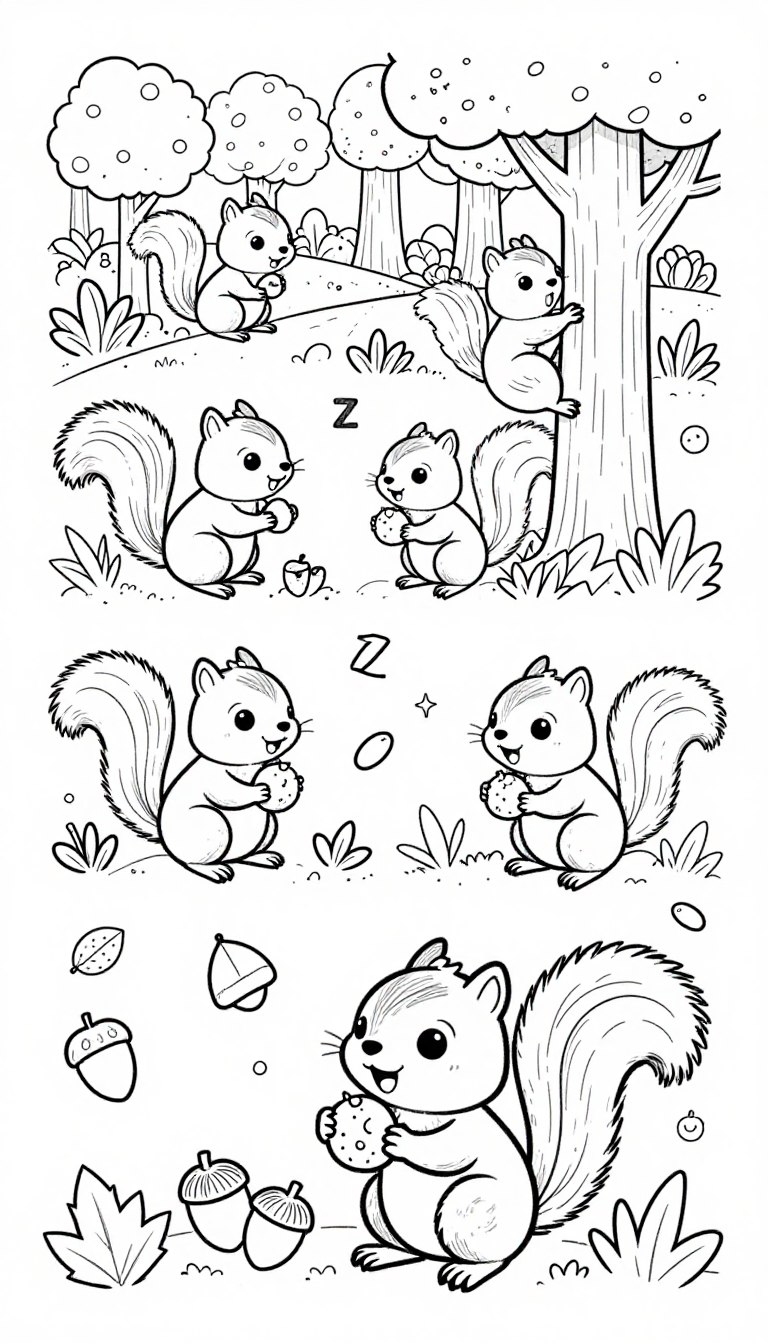 mókusos színező különböző nehézségi szinteken