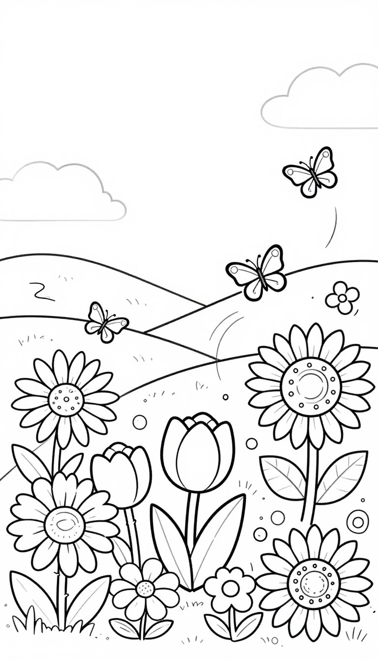 ingyenes virágos színezőoldalak