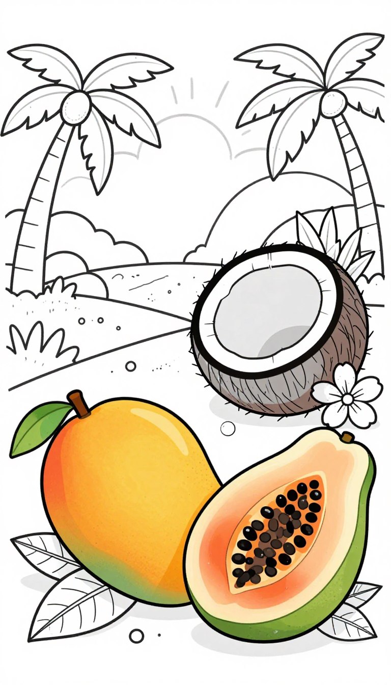 gyümölcsös gyerekszínező