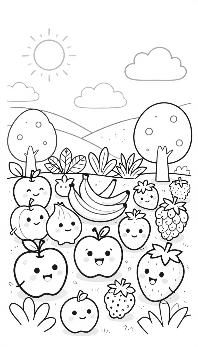 gyümölcsös színező gyerekeknek