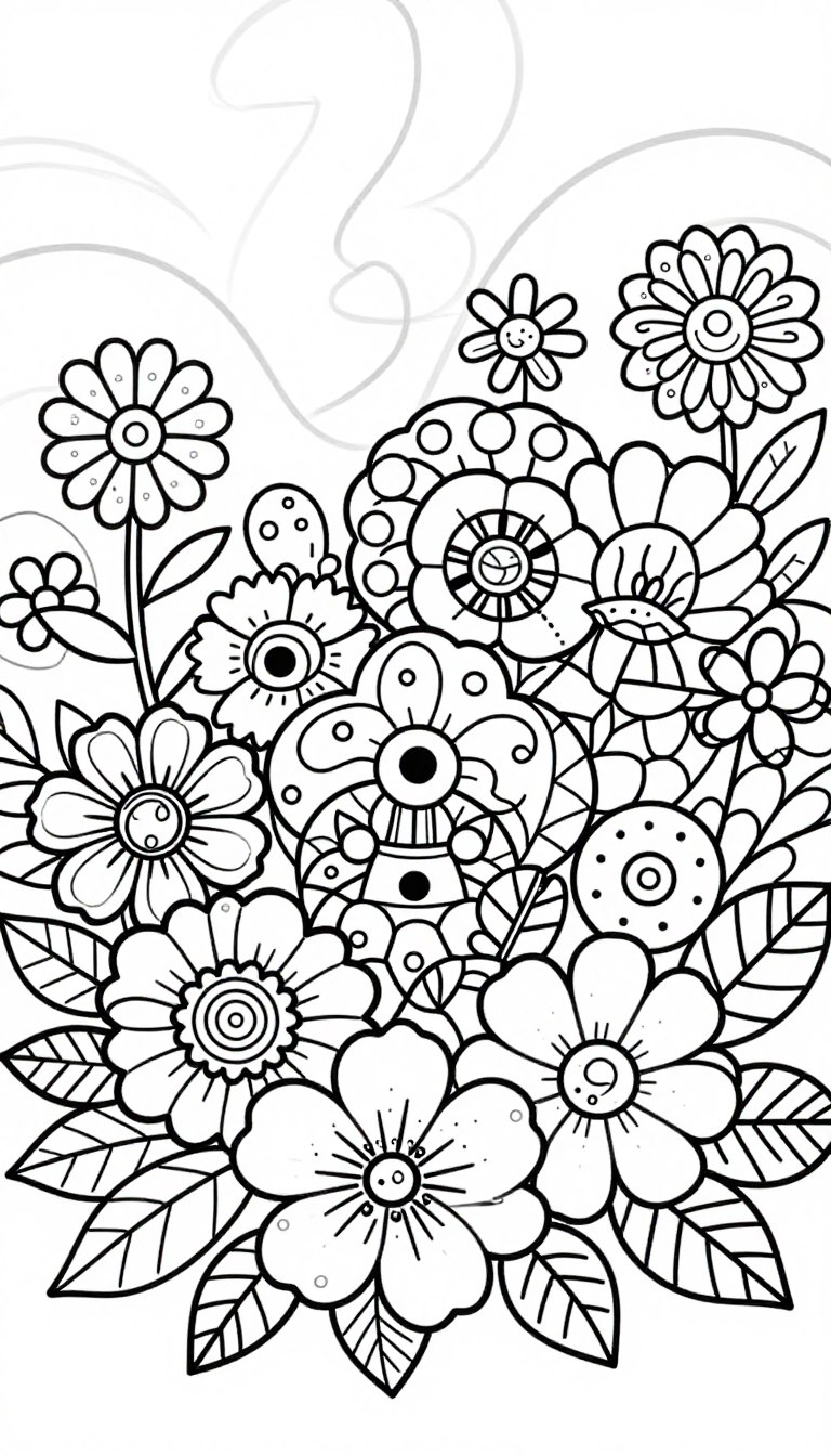 kreatív virágos színezőlapok
