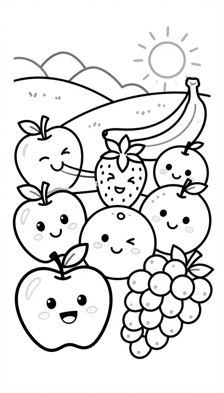 gyümölcsös színező gyerekeknek