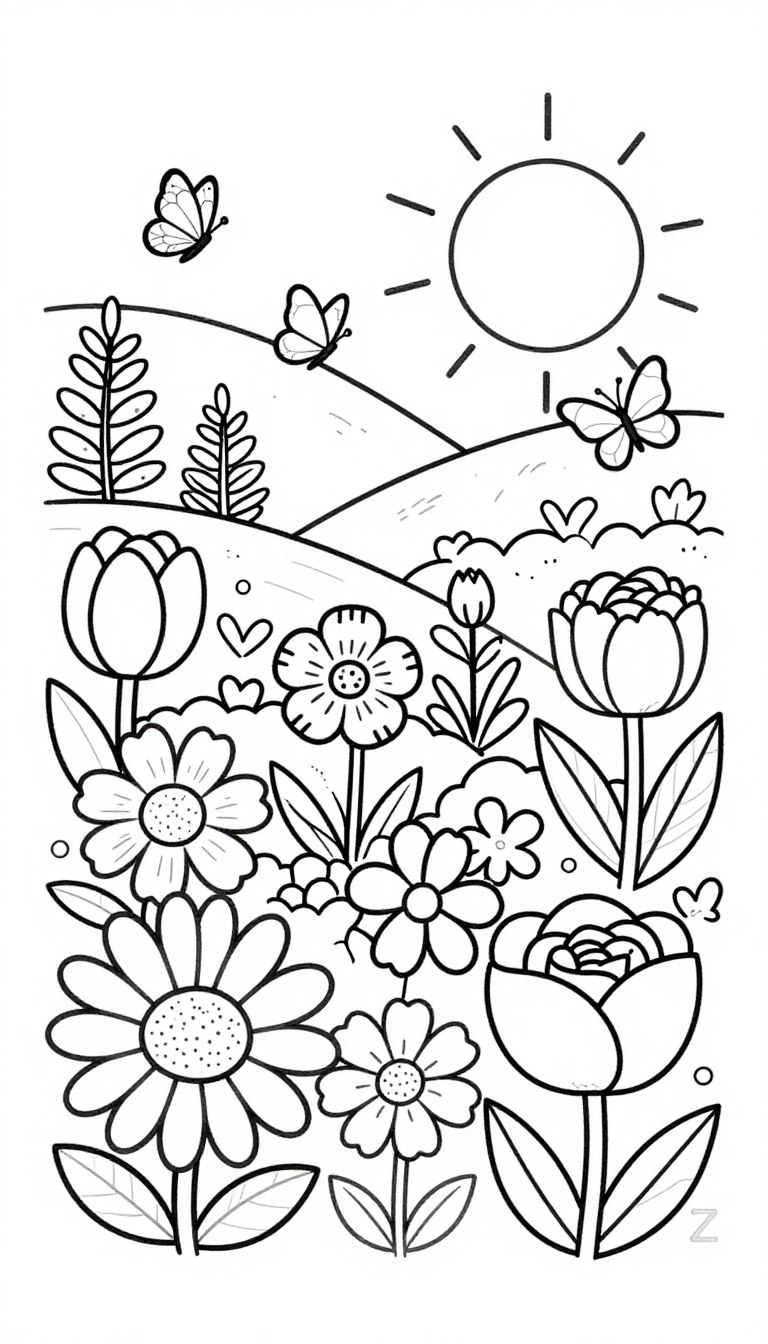 gyermek virágos színező képek