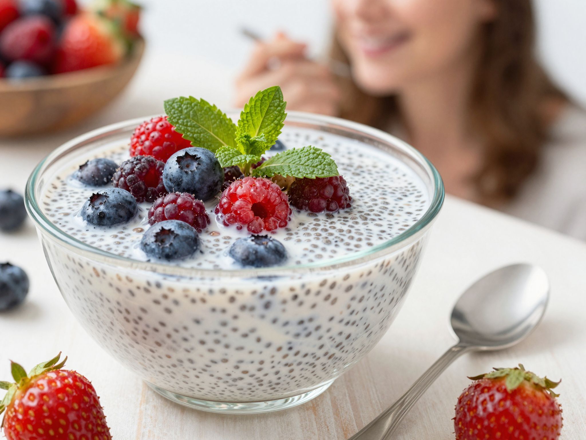 A chia puding gazdag omega-3 zsírsavakban és rostokban.