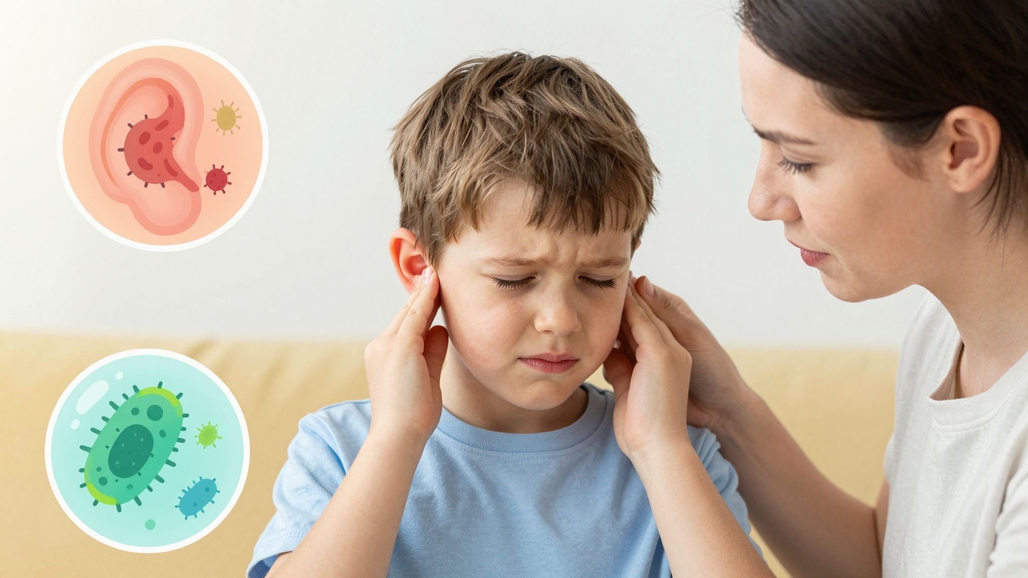 A középfülgyulladás baktériumok vagy vírusok okozhatják.