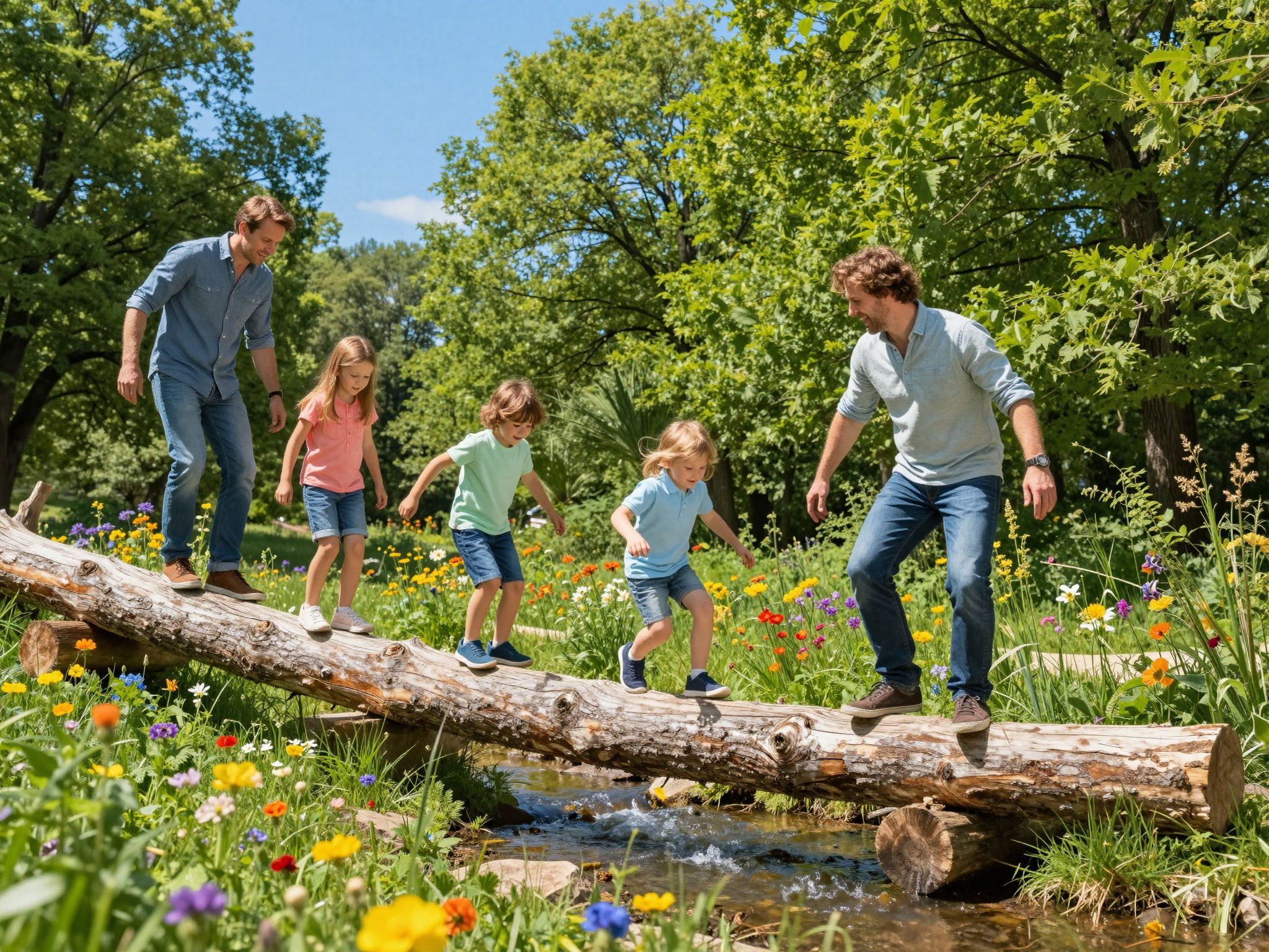 A természet változatos akadályai fejlesztik a gyerekek ügyességét.