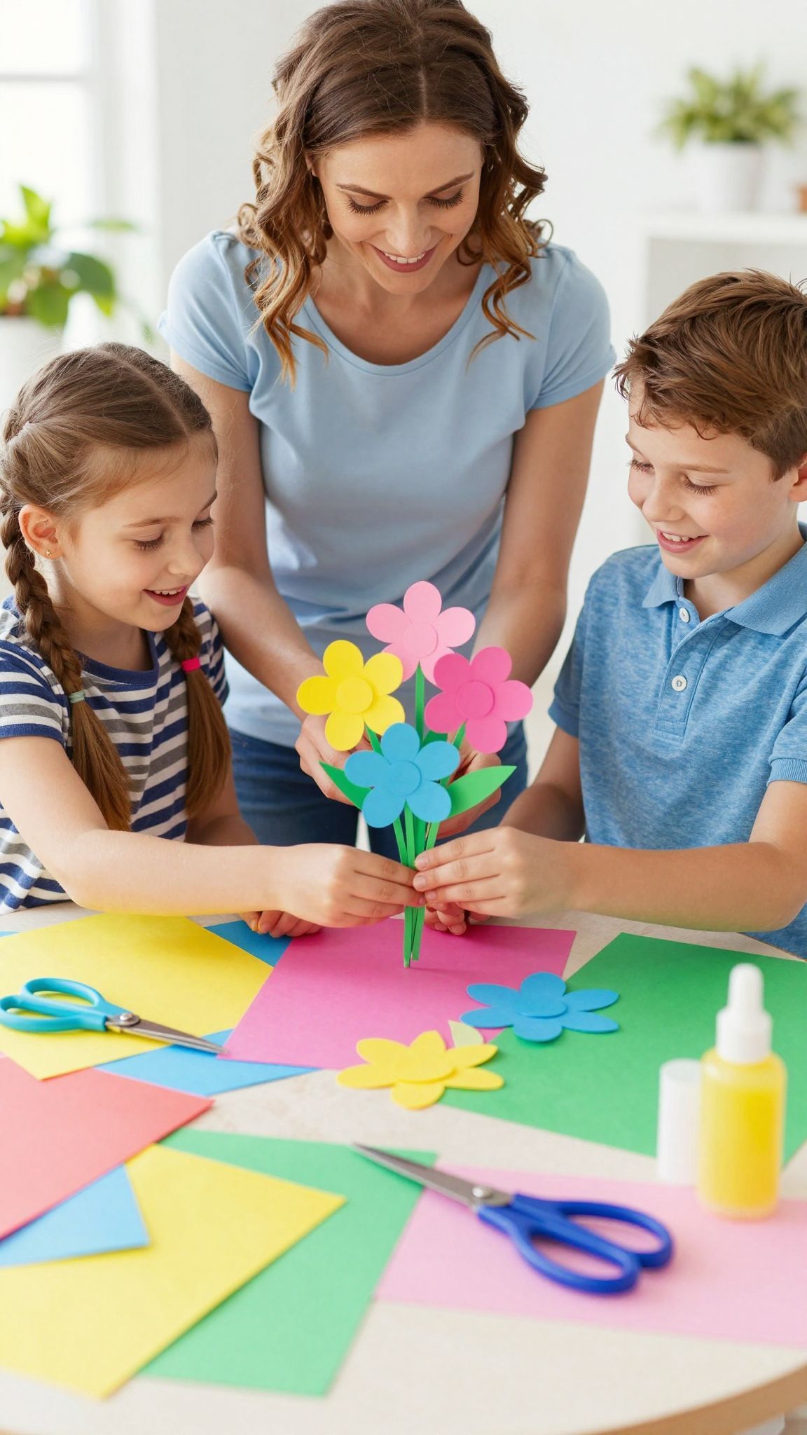 A papírvirágok készítése remek közös program gyerekekkel.