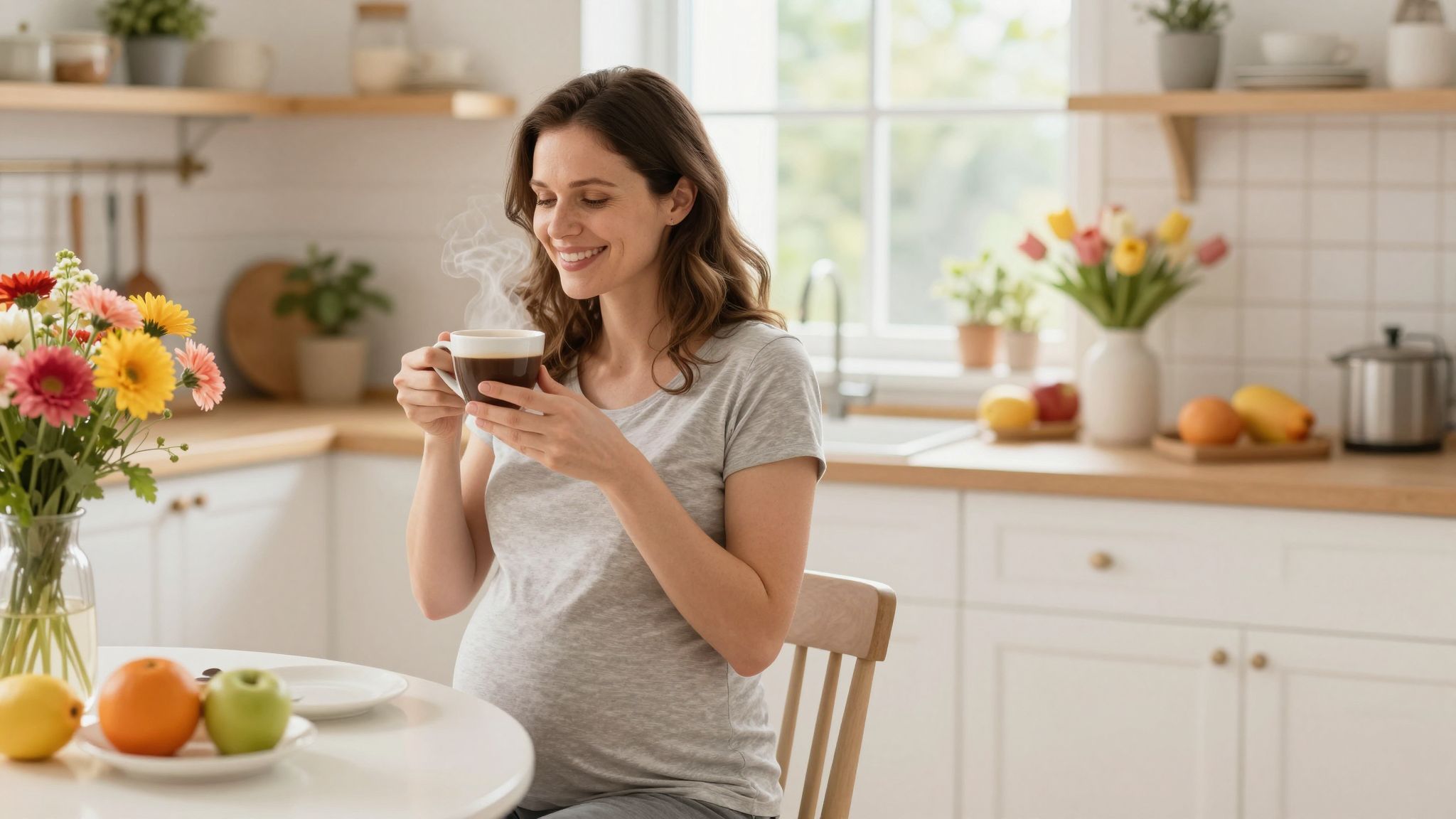 A napi koffeinbevitel ajánlott maximuma terhesen 200 mg.