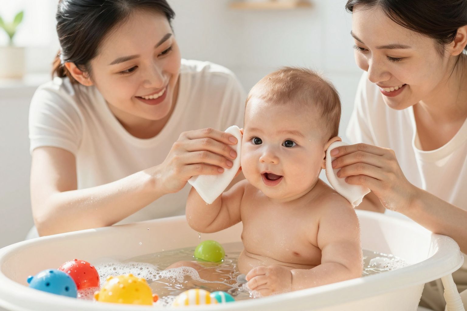 A baba fülének tisztításához használj puha, nedves vattát.