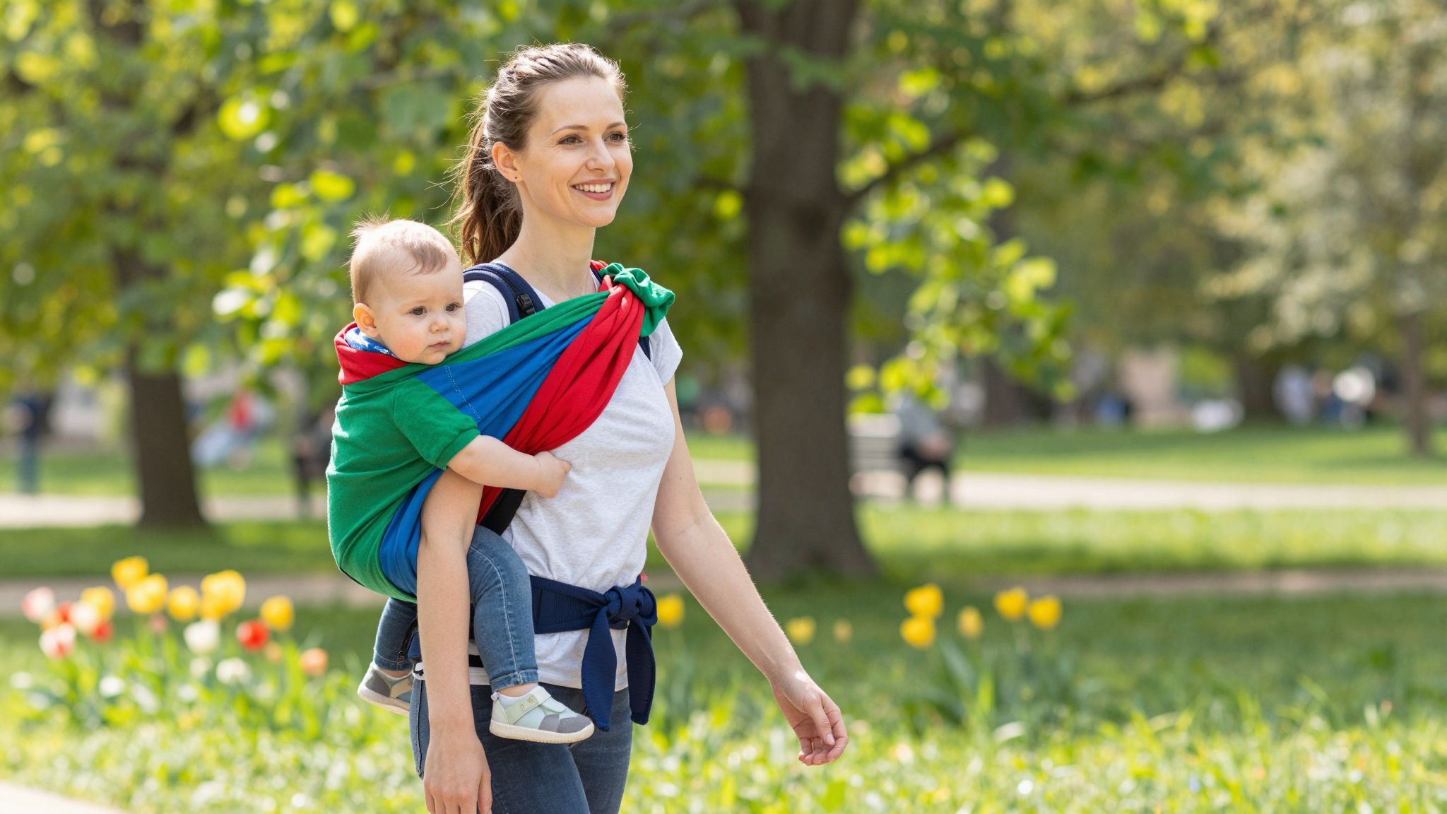 A karikás kendő gyors és praktikus megoldás a babahordozásra.