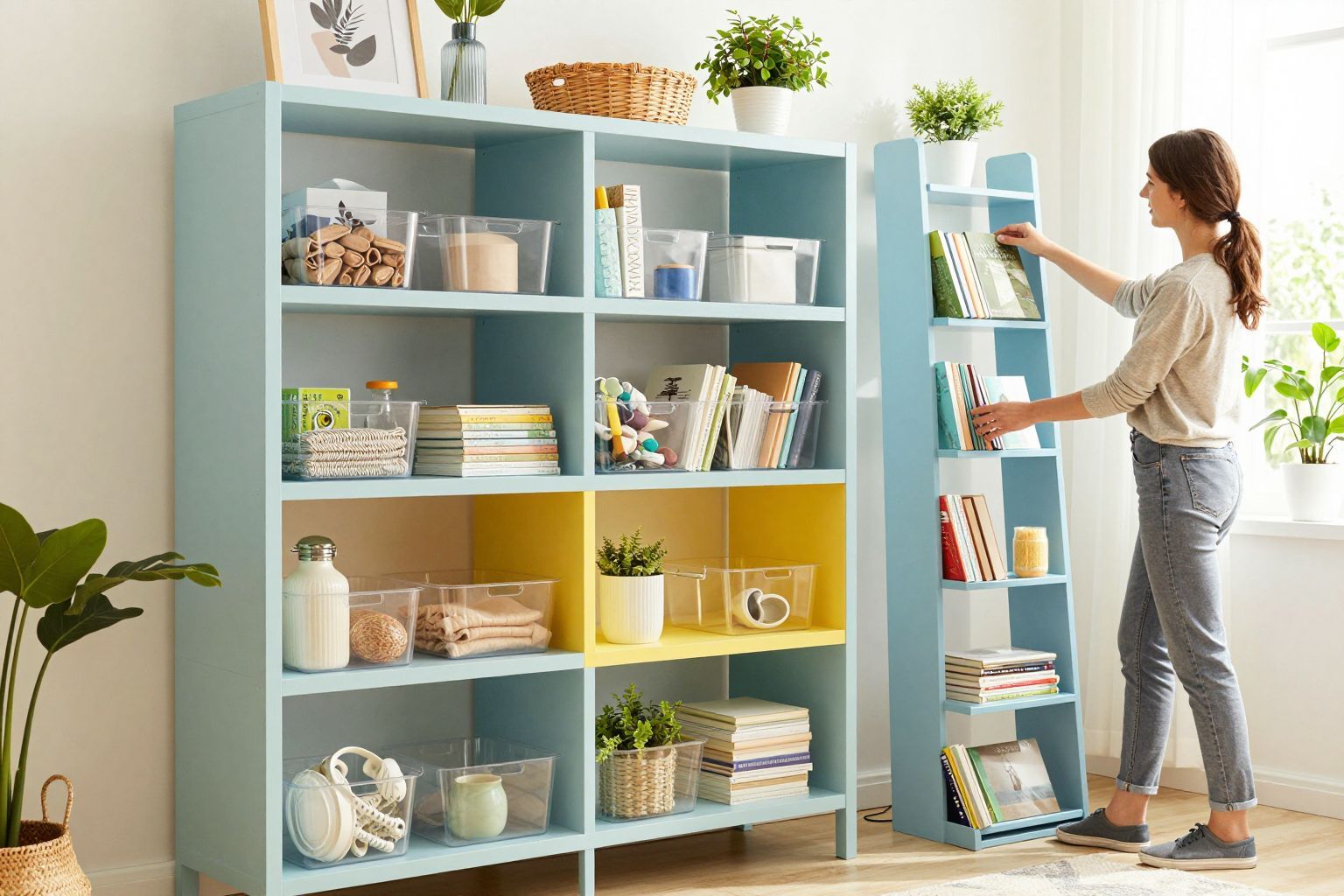 A függőleges tárolás növeli a tér kihasználtságát és rendezettségét.