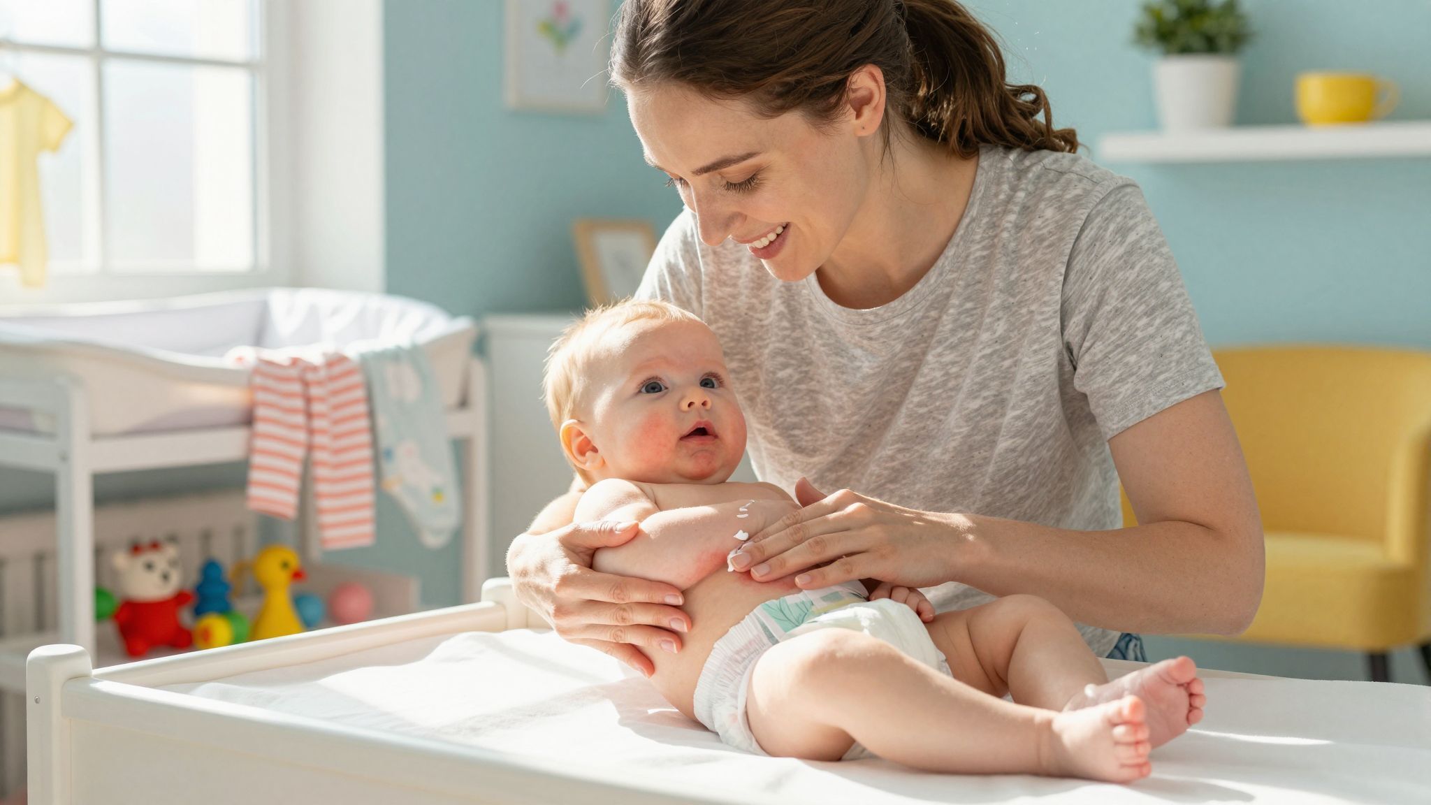 A rendszeres pelenkacsere segít megelőzni a kiütéseket.