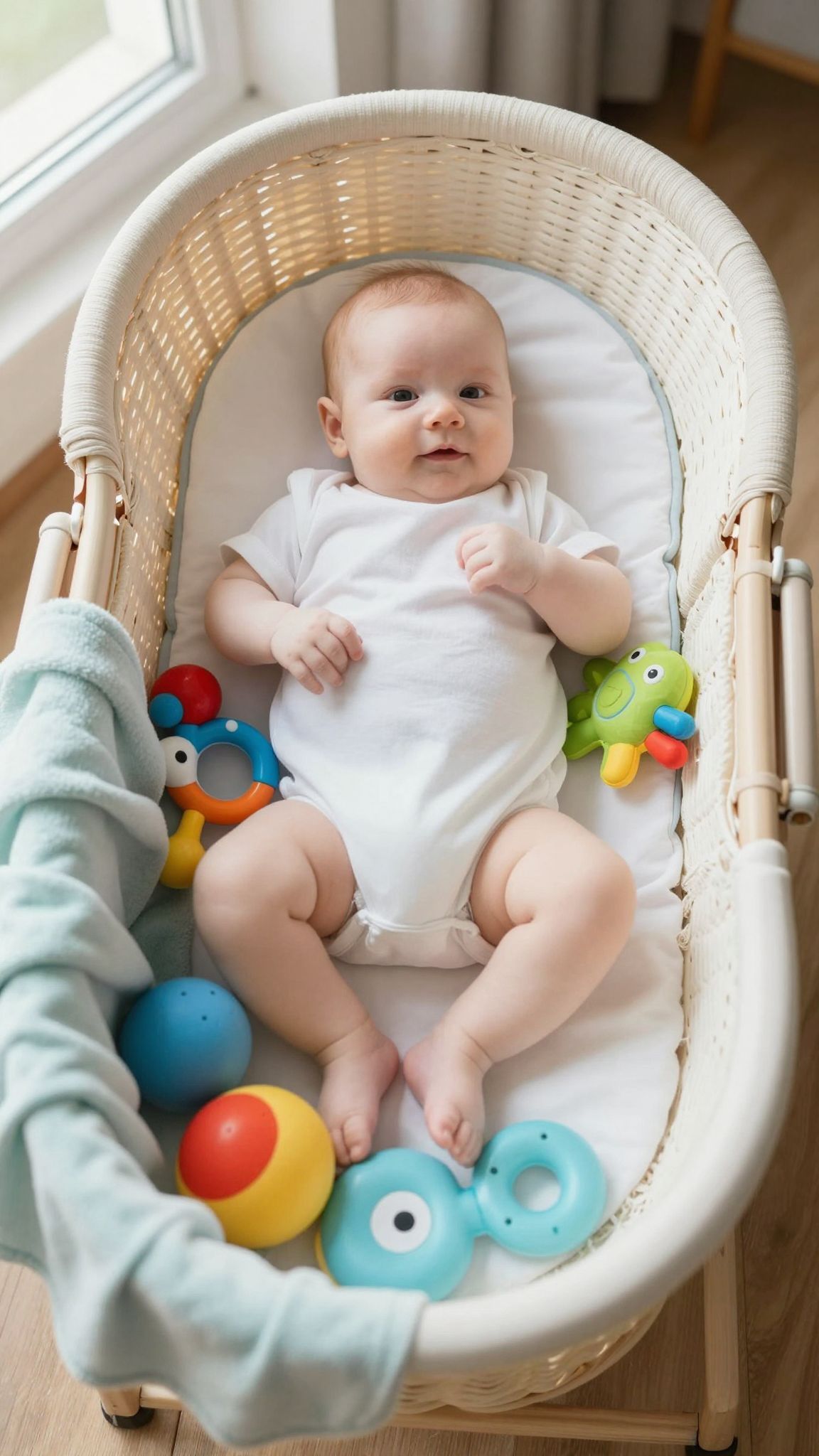 A mózeskosár ideális az újszülöttek kényelméhez és biztonságához.