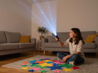 DIY csillagos égbolt: varázslatos játékötlet zseblámpával és papírral