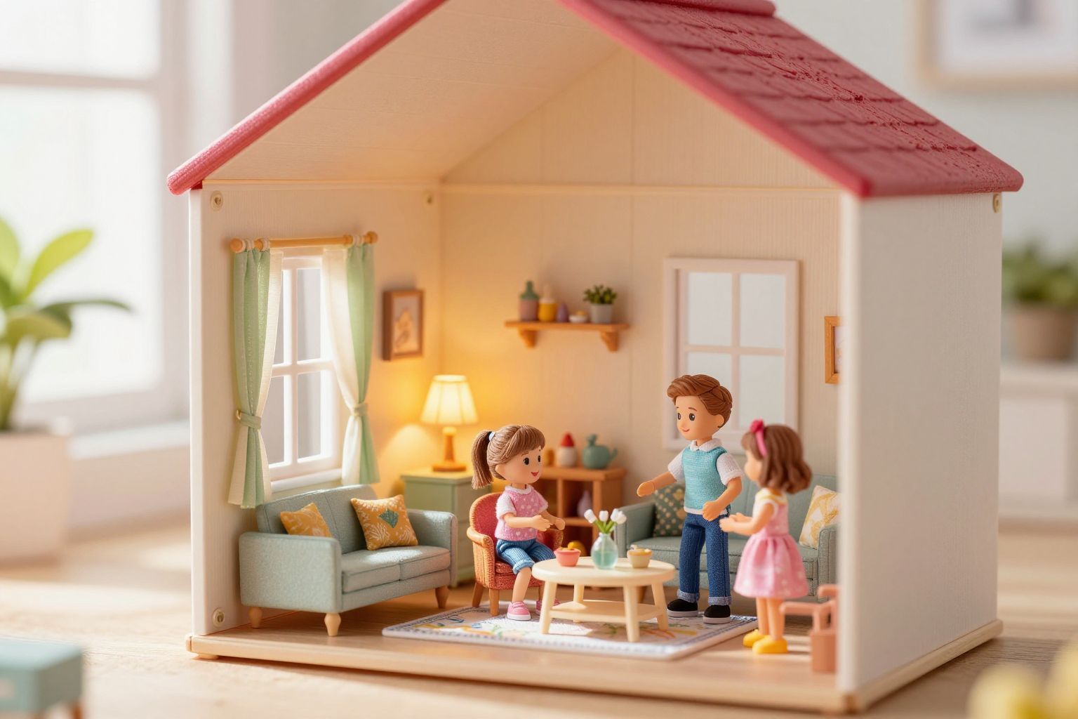 A megfelelő világítás fokozza a babaház hangulatát.