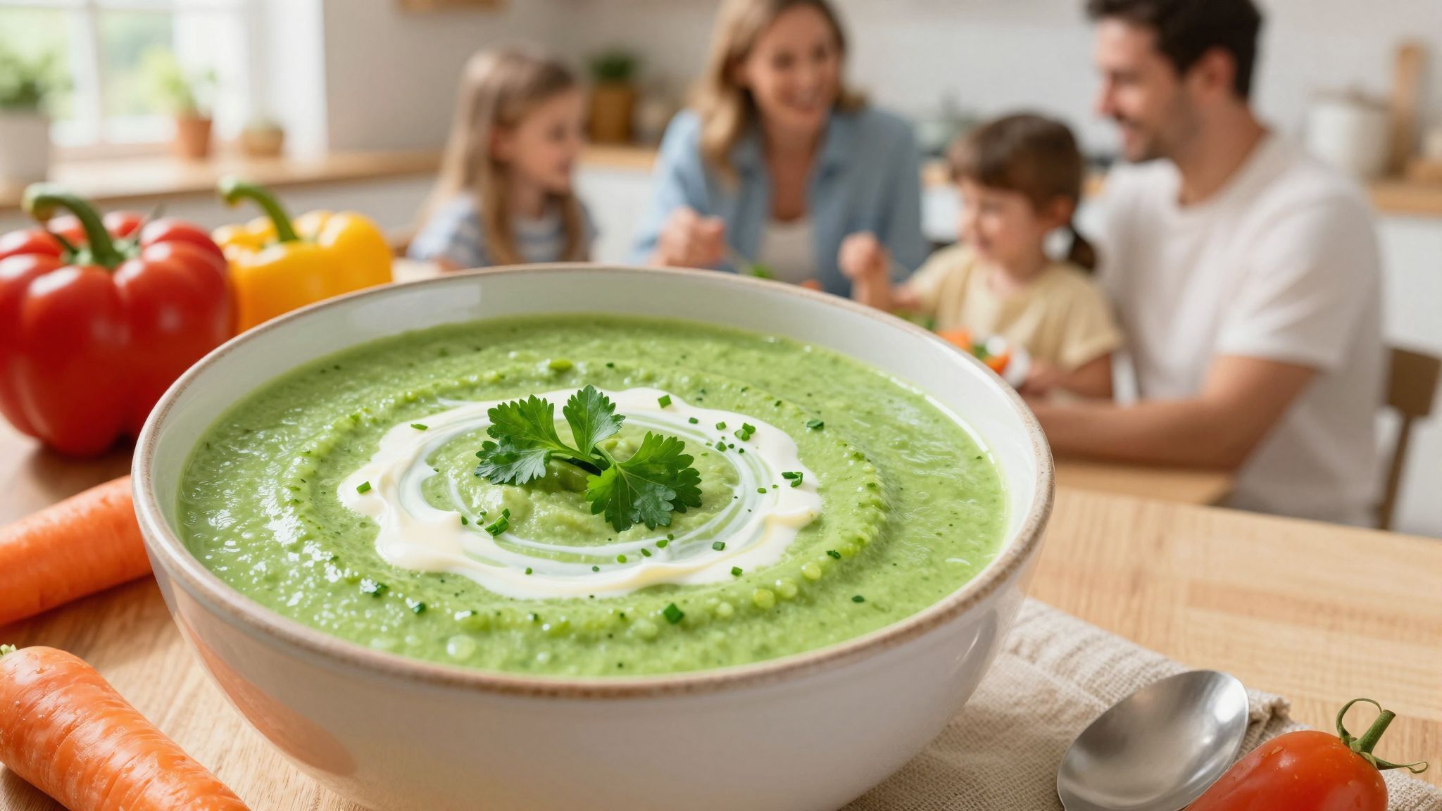 A zöldbabkrémleves gazdag rostokban és vitaminokban.