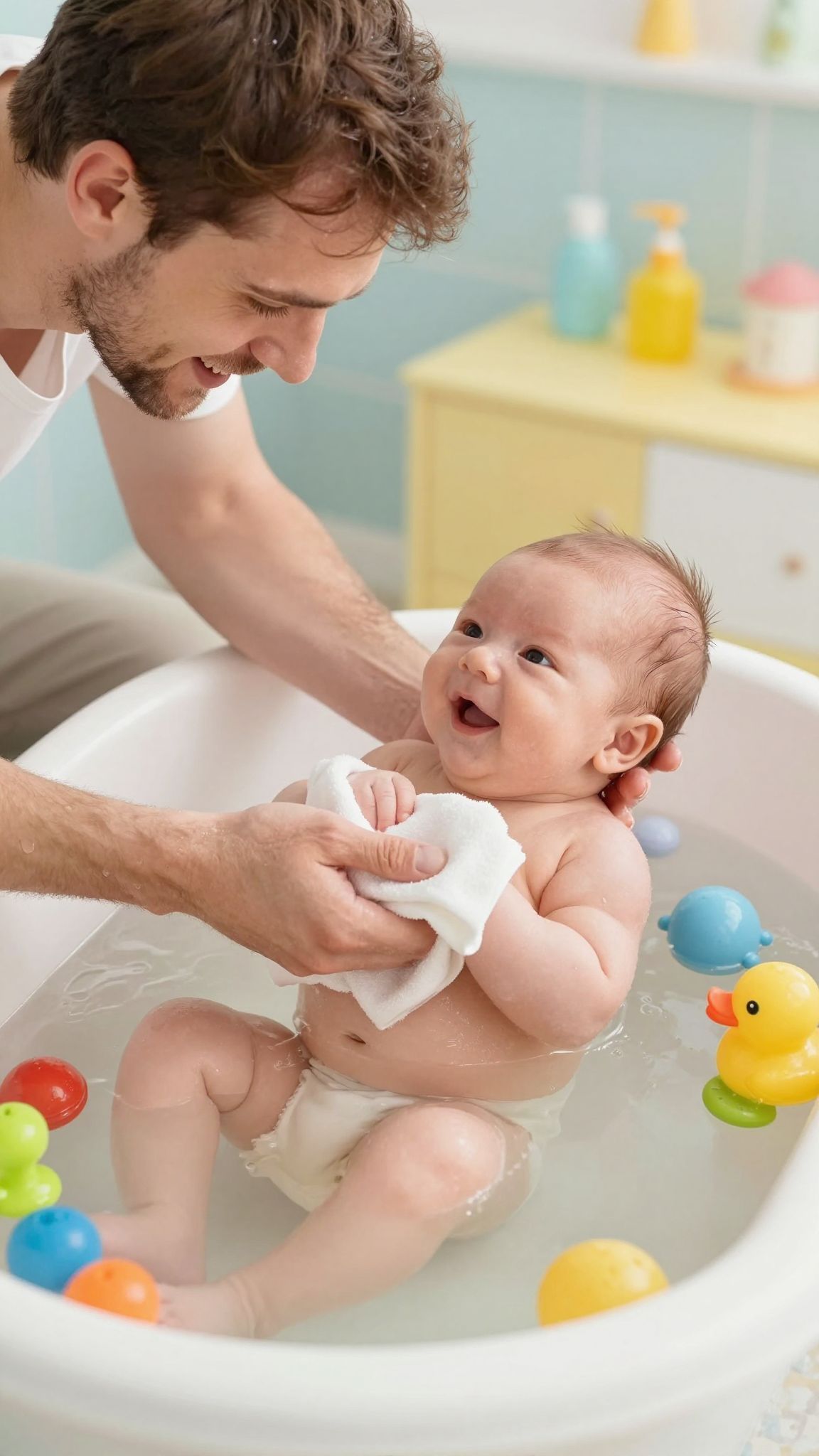 Az apa fürdetési rituáléja erősíti a köteléket a babával.
