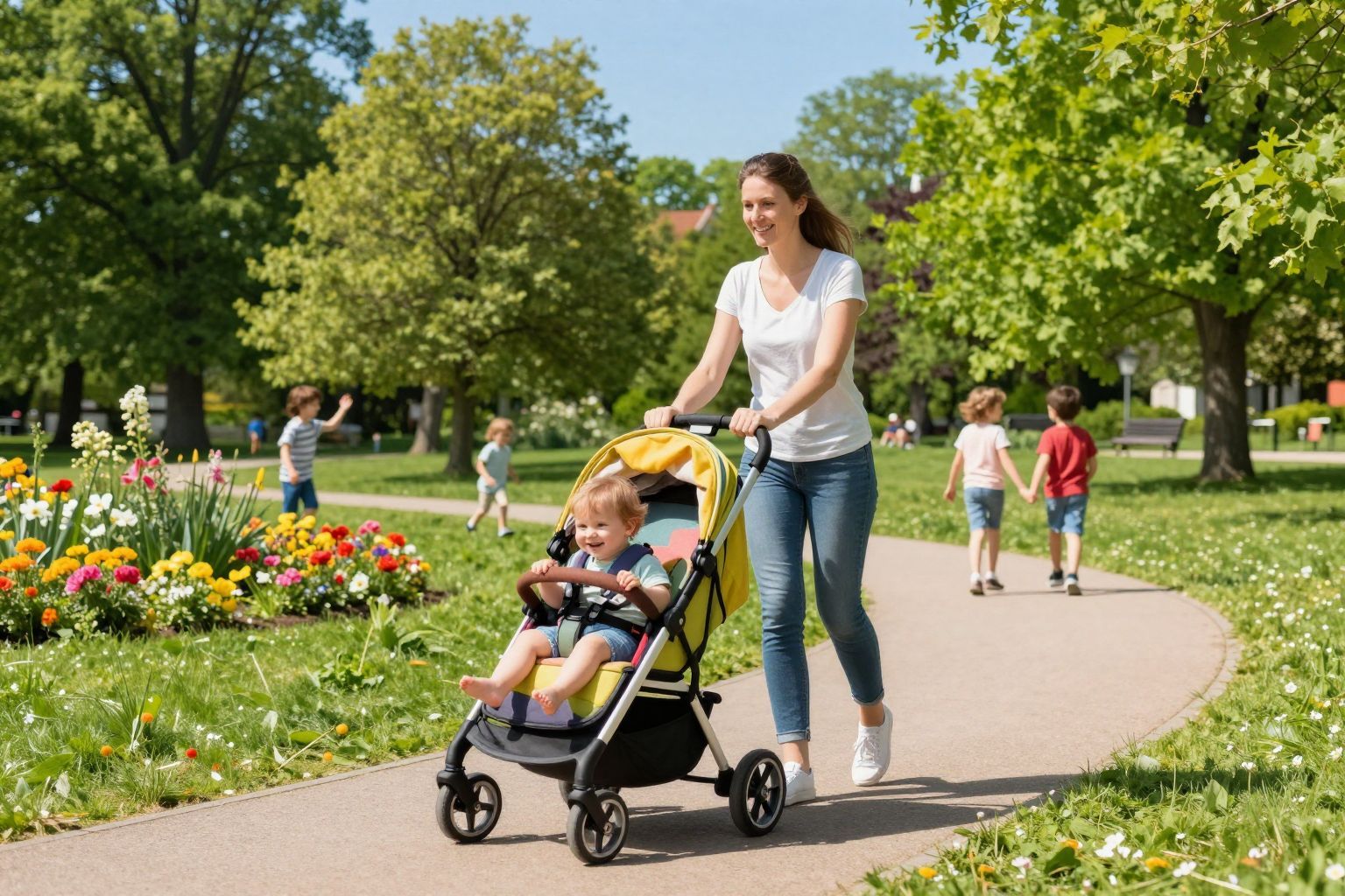 A séta serkenti a baba érzékszerveinek fejlődését.